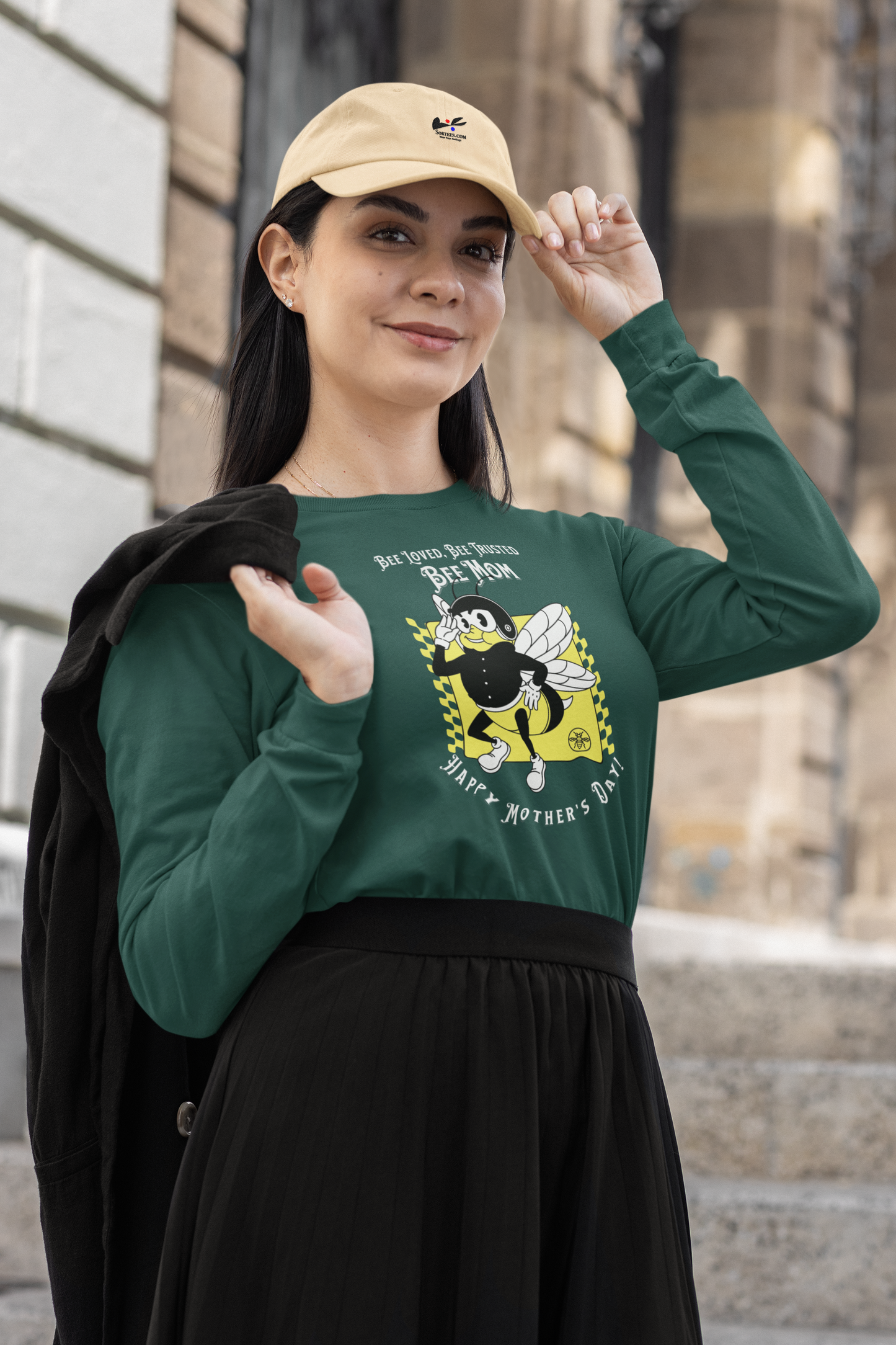 'Bee Loved, Bee Trusted, Bee Mom...Happy Mother's Day!' Unisex Ultra Cotton Long Sleeve Tee.