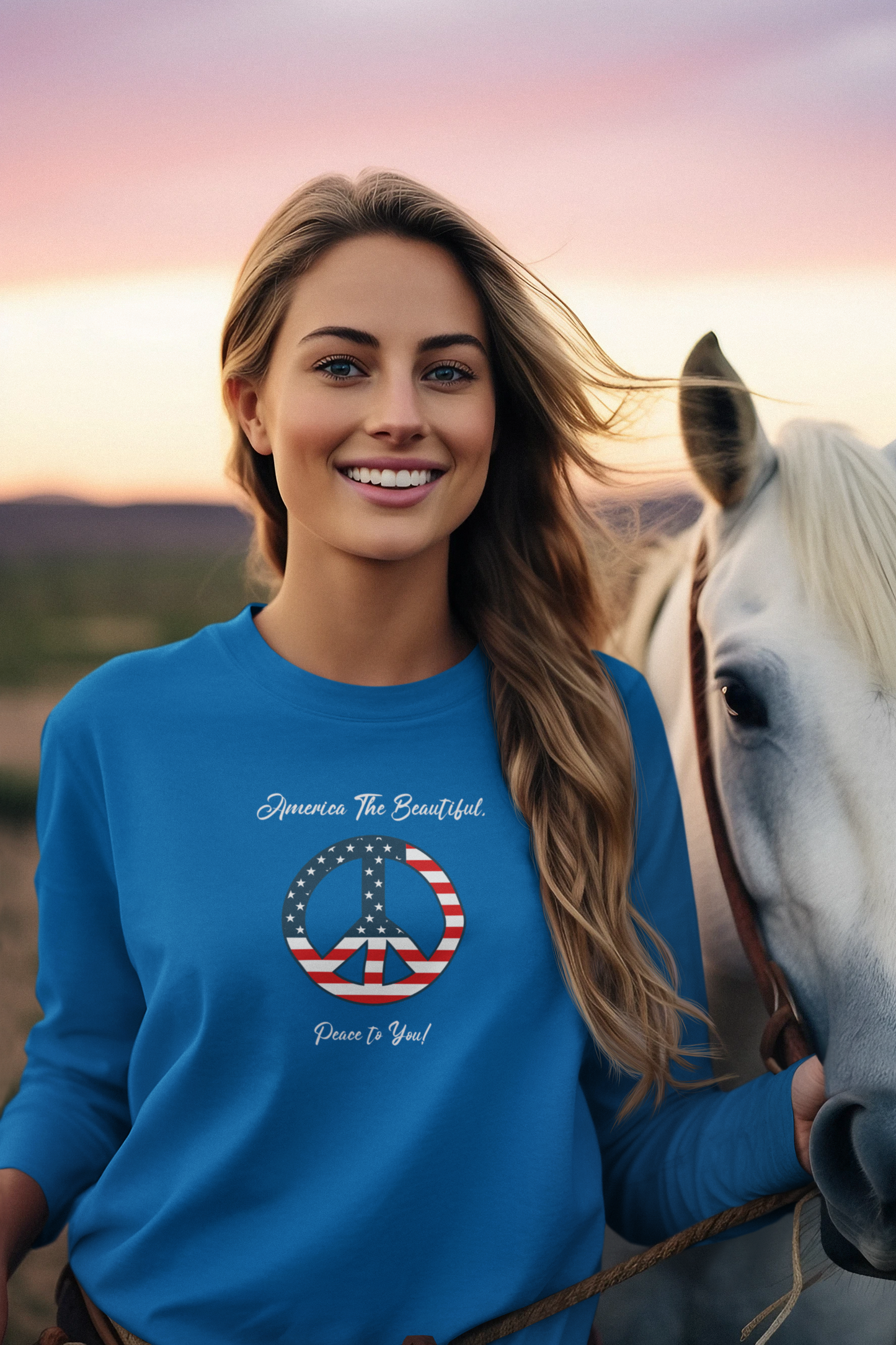 'America The Beautiful..Peace To You!' Unisex Ultra Cotton Long Sleeve Tee.