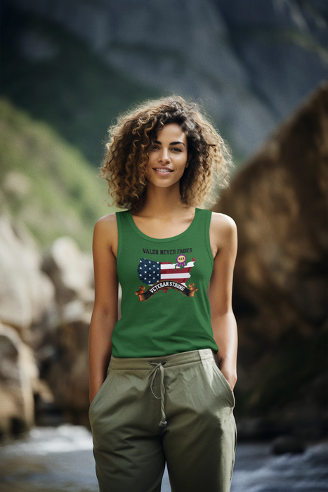 'Valor Never Fades, Veteran Strong' Unisex Jersey Tank.