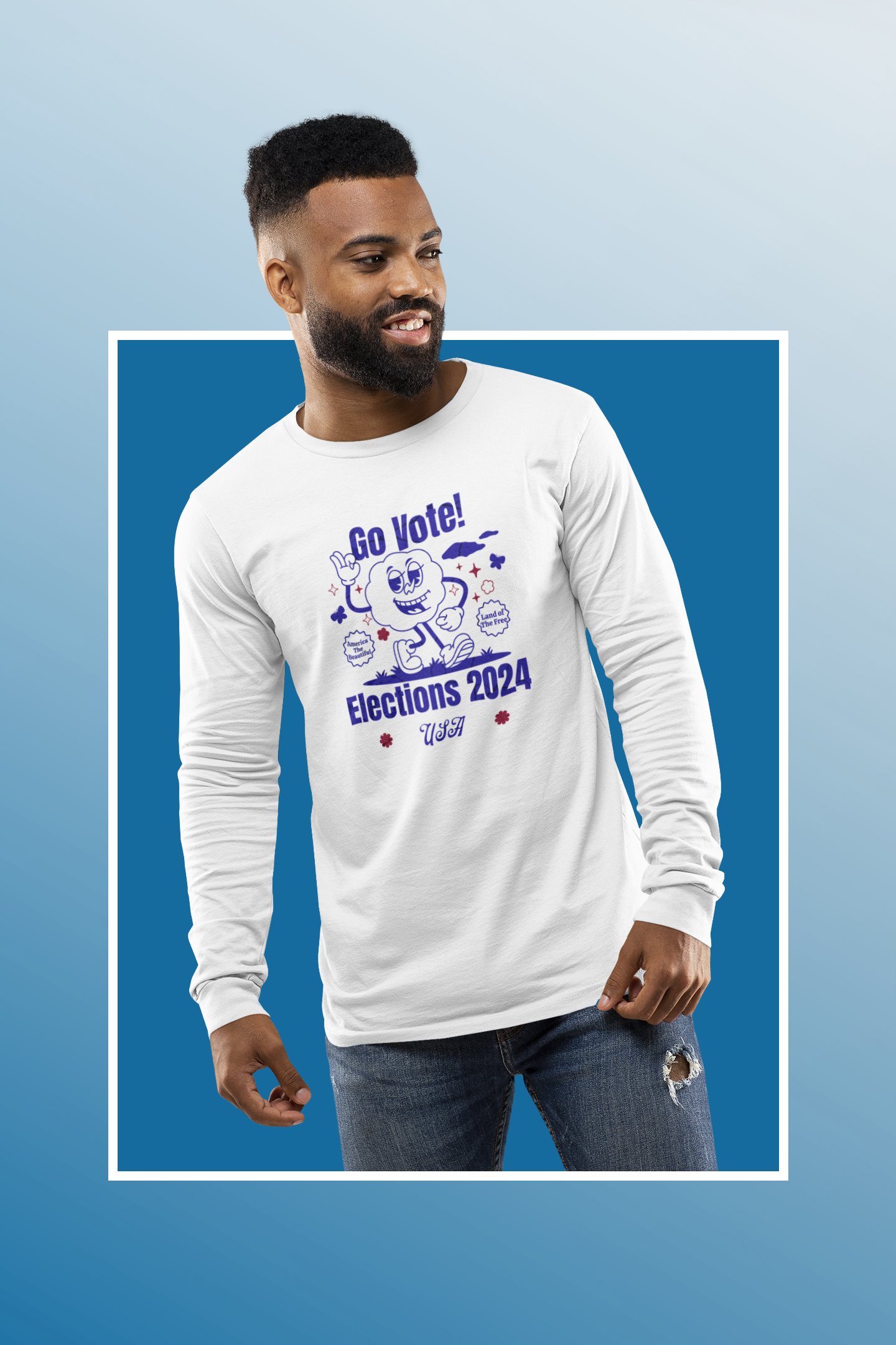 'Go Vote! Elections 2024 *USA*' Unisex Ultra Cotton Long Sleeve Tee.