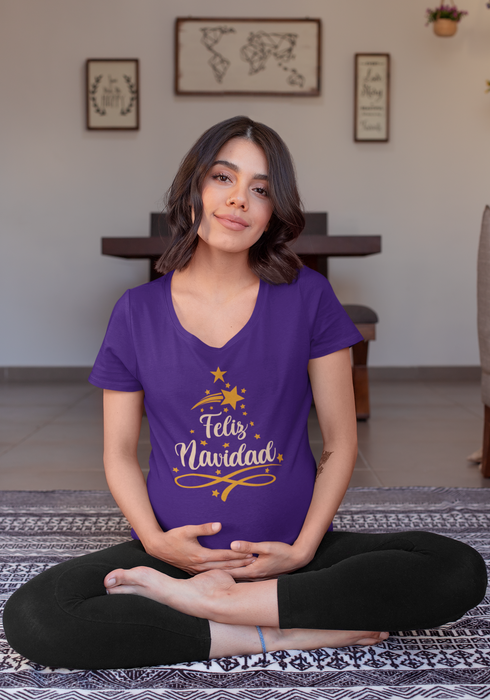 'Feliz Navidad' Unisex Jersey Short Sleeve V-Neck Tee.