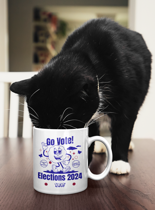 'Go Vote! Elections 2024 *USA*' White Ceramic Mug 11oz.
