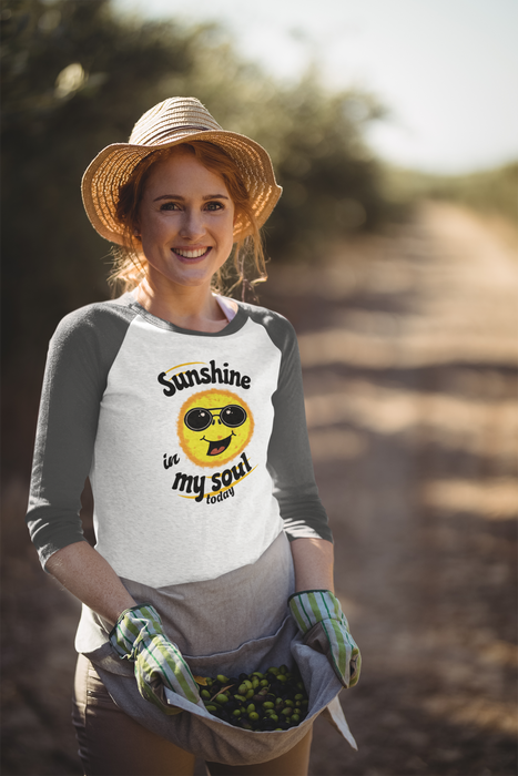 'Sunshine in my Soul Today' Unisex 3\4 Sleeve Baseball Tee.