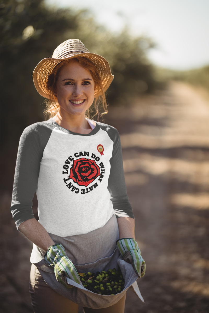 'Love Can Do What Hate Can't ' Unisex 3\4 Sleeve Baseball Tee.