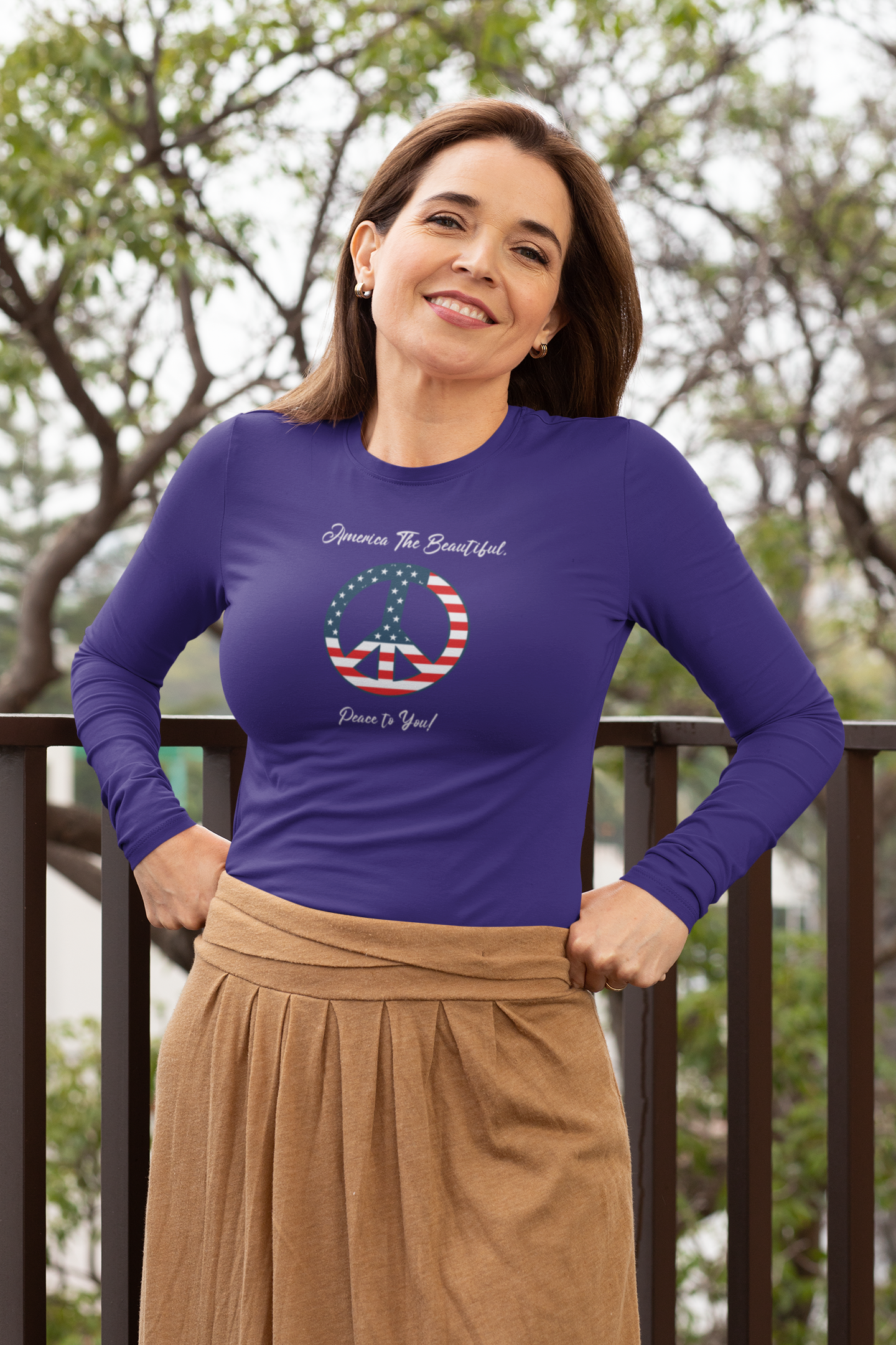 'America The Beautiful..Peace To You!' Unisex Ultra Cotton Long Sleeve Tee.