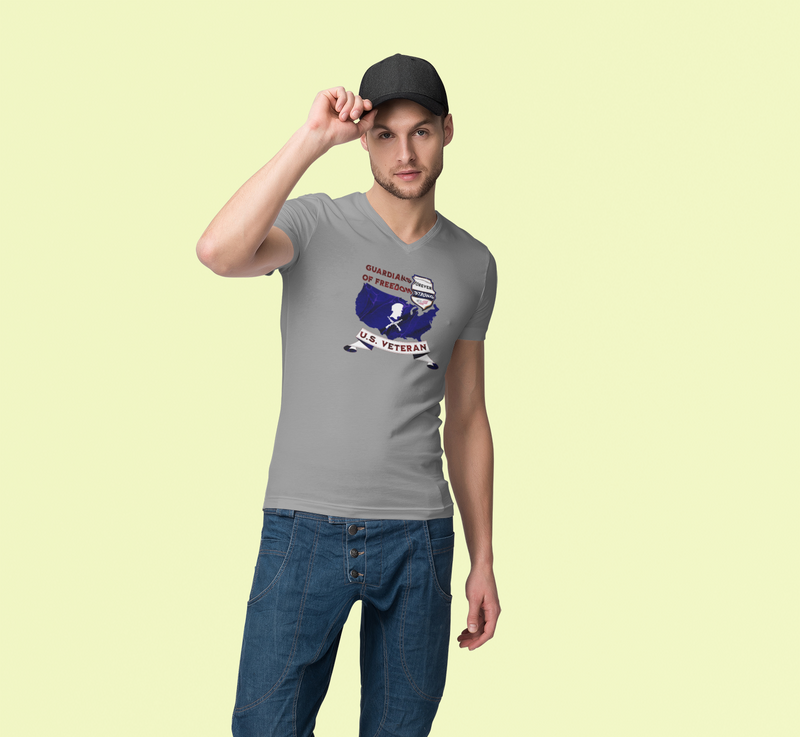 'Guardian Of Freedom, U.S. Veteran -Forever Strong-.' Unisex Jersey Short Sleeve V-Neck Tee.