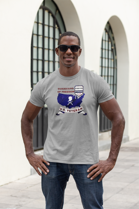 'Guardian Of Freedom, U.S. Veteran -Forever Strong-.' Unisex Cotton Tee.
