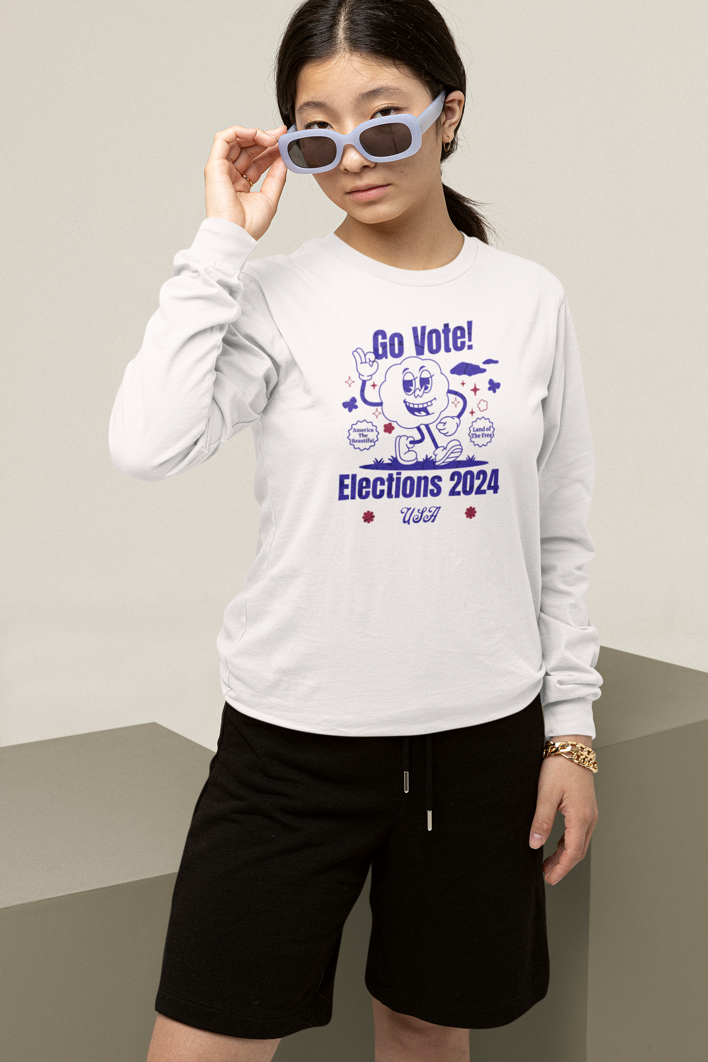 'Go Vote! Elections 2024 *USA*' Unisex Ultra Cotton Long Sleeve Tee.