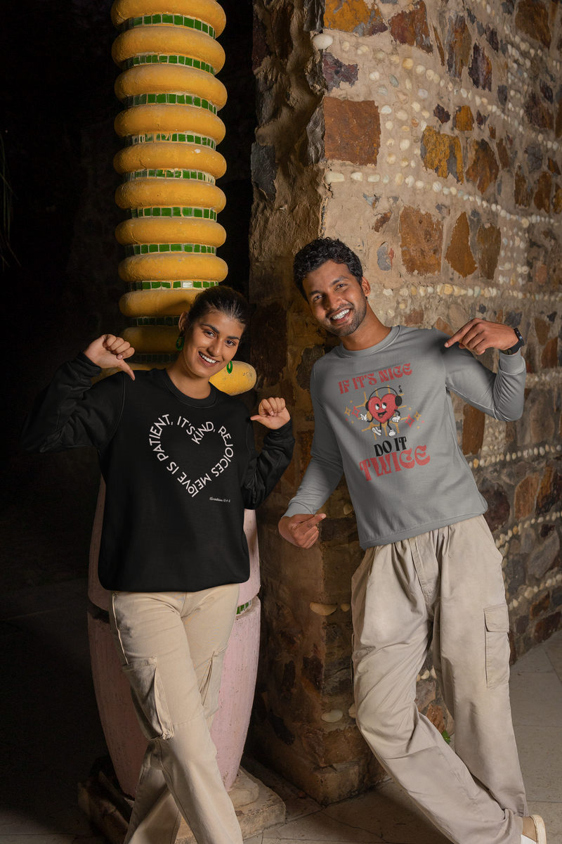 "Love is patient, it's kind, rejoices me"  1 Corinthians 13: 4-8. Unisex Heavy Blend™ Crewneck Sweatshirt.