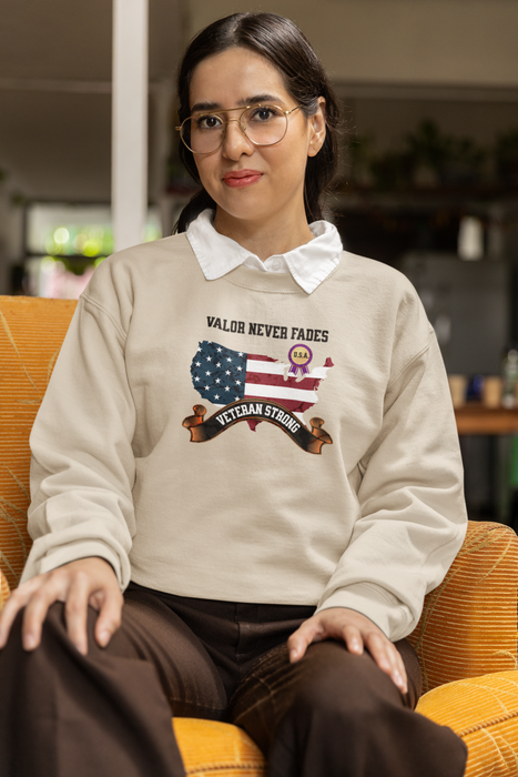'Valor Never Fades, Veteran Strong' Unisex Heavy Blend™ Crewneck Sweatshirt.