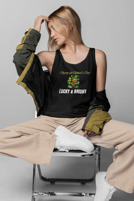 'Happy St. Patrick's Day! Lucky & Bright' Unisex Jersey Tank.