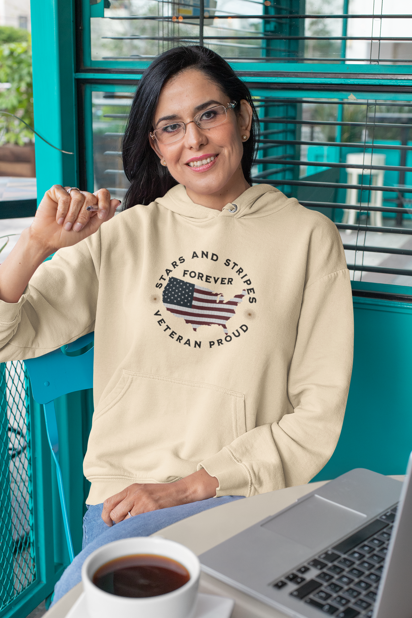 'Stars and Stripes Forever  -Veteran Proud-'  Unisex Heavy Blend™ Hooded Sweatshirt.