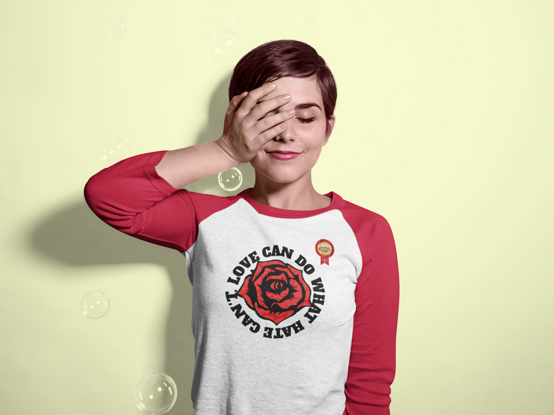 'Love Can Do What Hate Can't ' Unisex 3\4 Sleeve Baseball Tee.