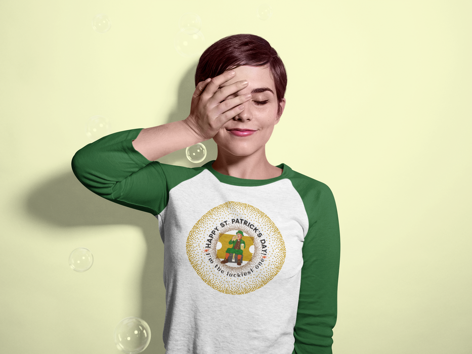 'Happy St. Patrick Day! I'm The Luckiest One!' Unisex 3\4 Sleeve Baseball Tee.