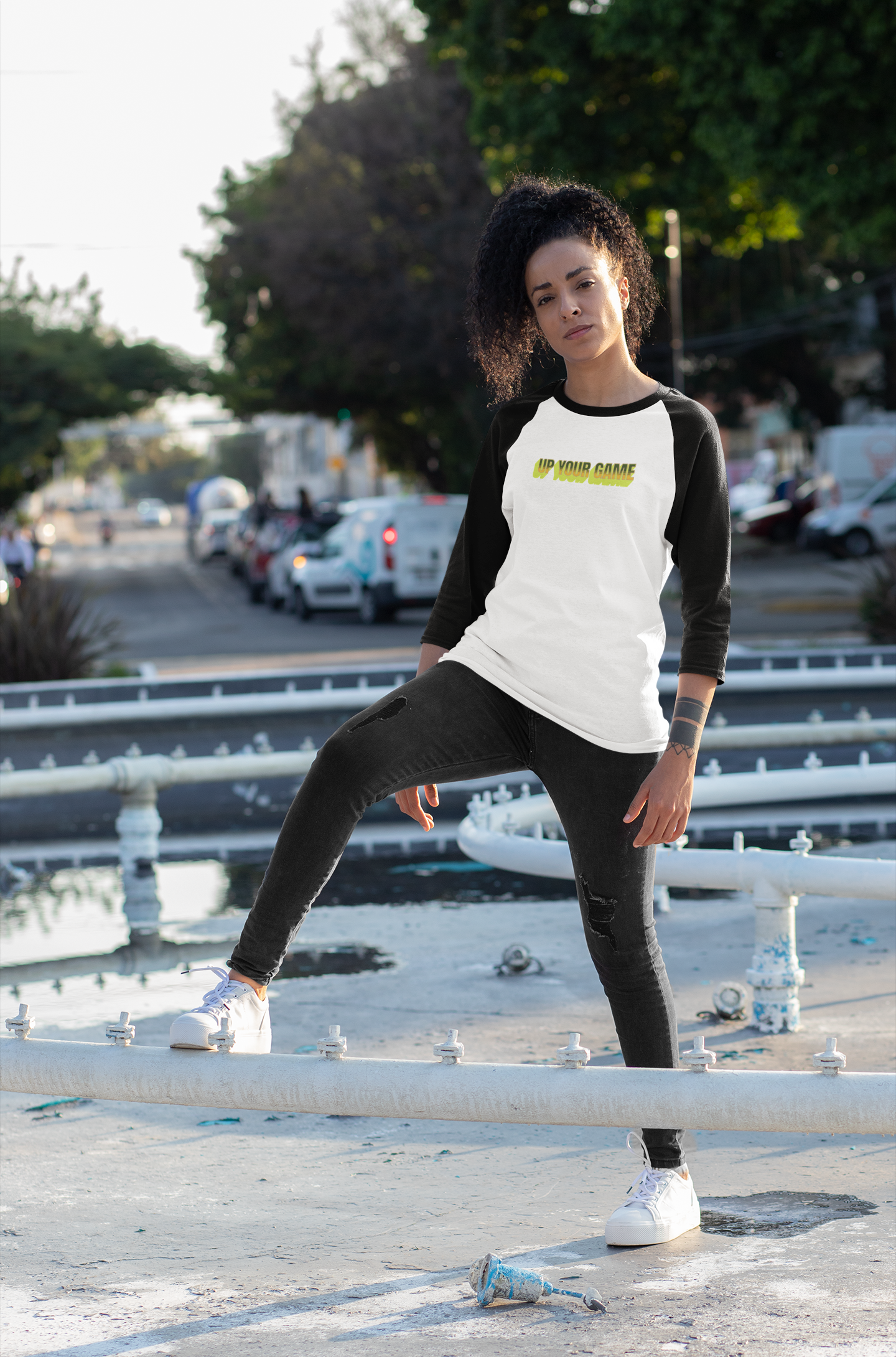 'Up Your Game' Unisex 3\4 Sleeve Baseball Tee.