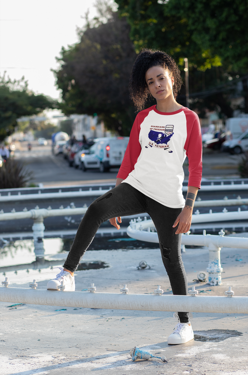 'Guardian Of Freedom, U.S. Veteran -Forever Strong-'Unisex 3\4 Sleeve Baseball Tee.