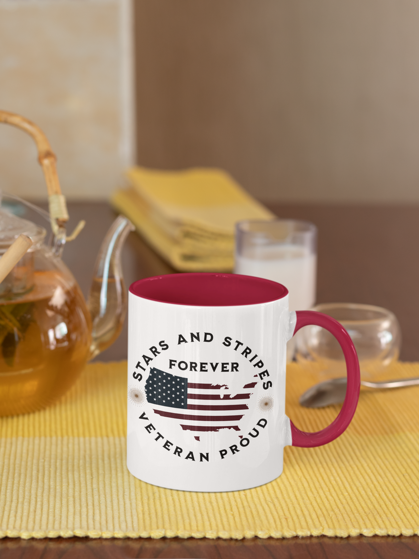 'Stars and Stripes Forever -Veteran Proud-' Accent Coffee Mug, 11oz