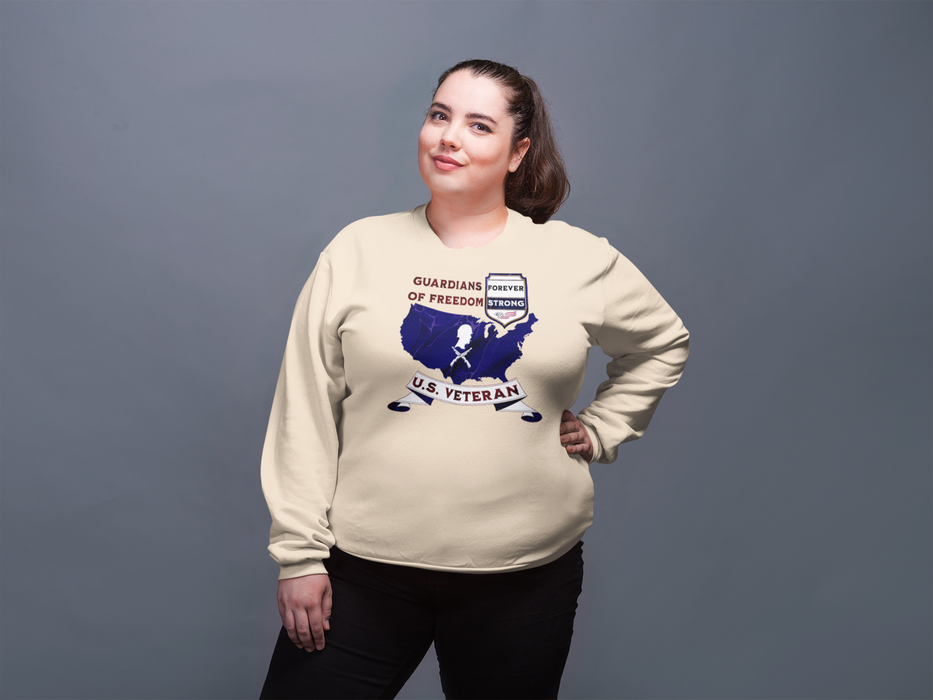 'Guardian Of Freedom, U.S. Veteran -Forever Strong-'. Unisex Heavy Blend™ Crewneck Sweatshirt.