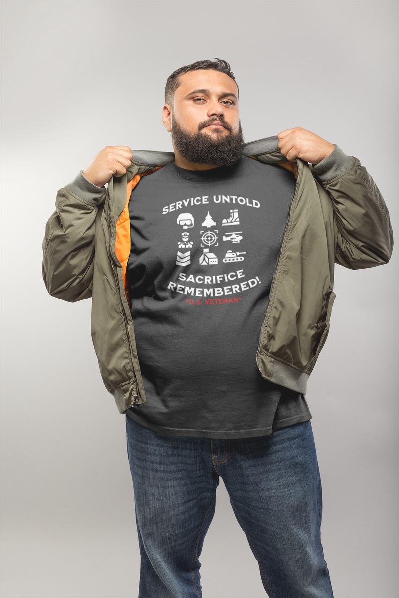 'Service Untold, Sacrifice Remembered! -U.S. Veteran-'  Unisex Cotton Tee.
