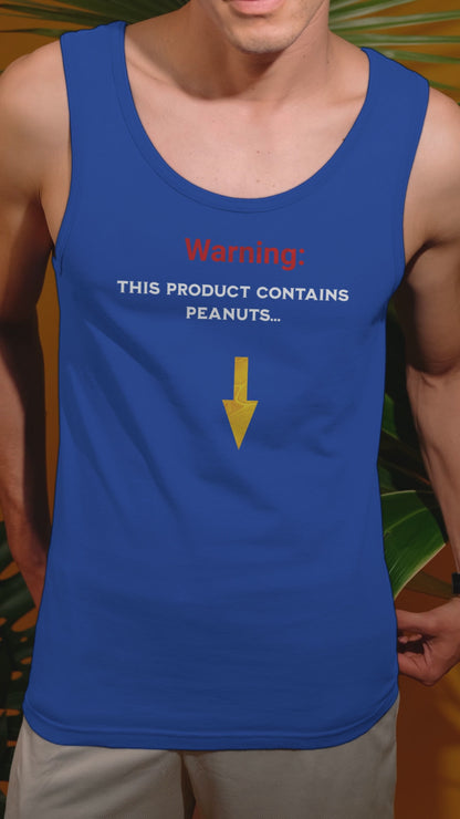 'Warning: This product contains peanuts...' Unisex Jersey Tank.