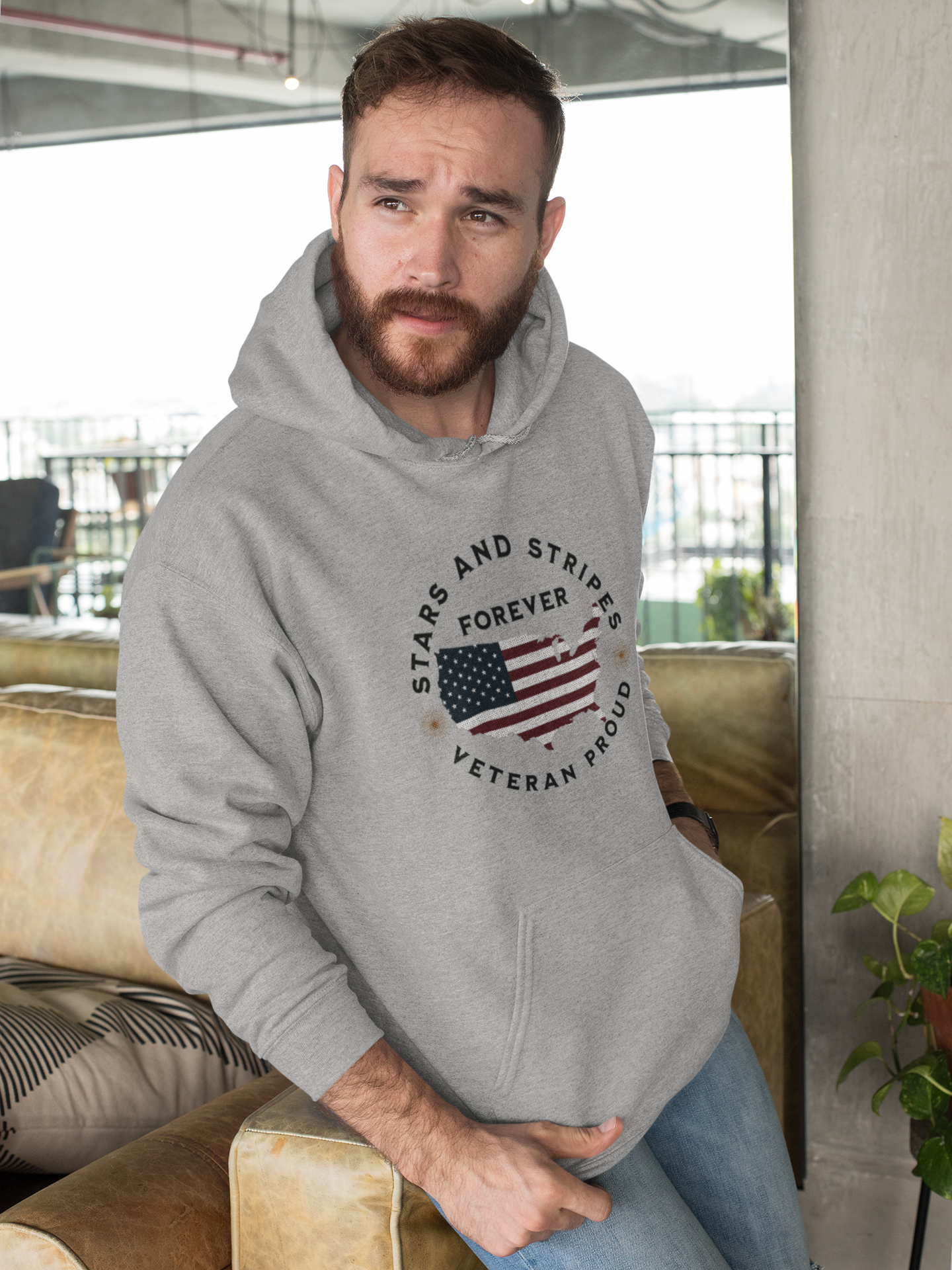 'Stars and Stripes Forever  -Veteran Proud-'  Unisex Heavy Blend™ Hooded Sweatshirt.