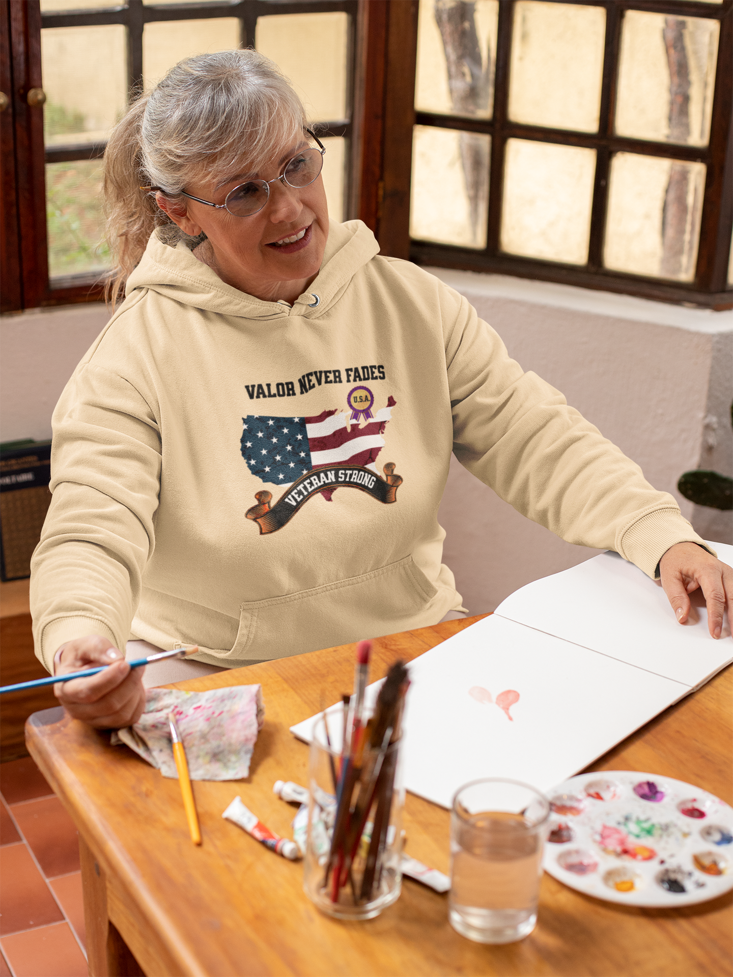 'Valor Never Fades, Veteran Strong' Unisex Heavy Blend™ Hooded Sweatshirt.