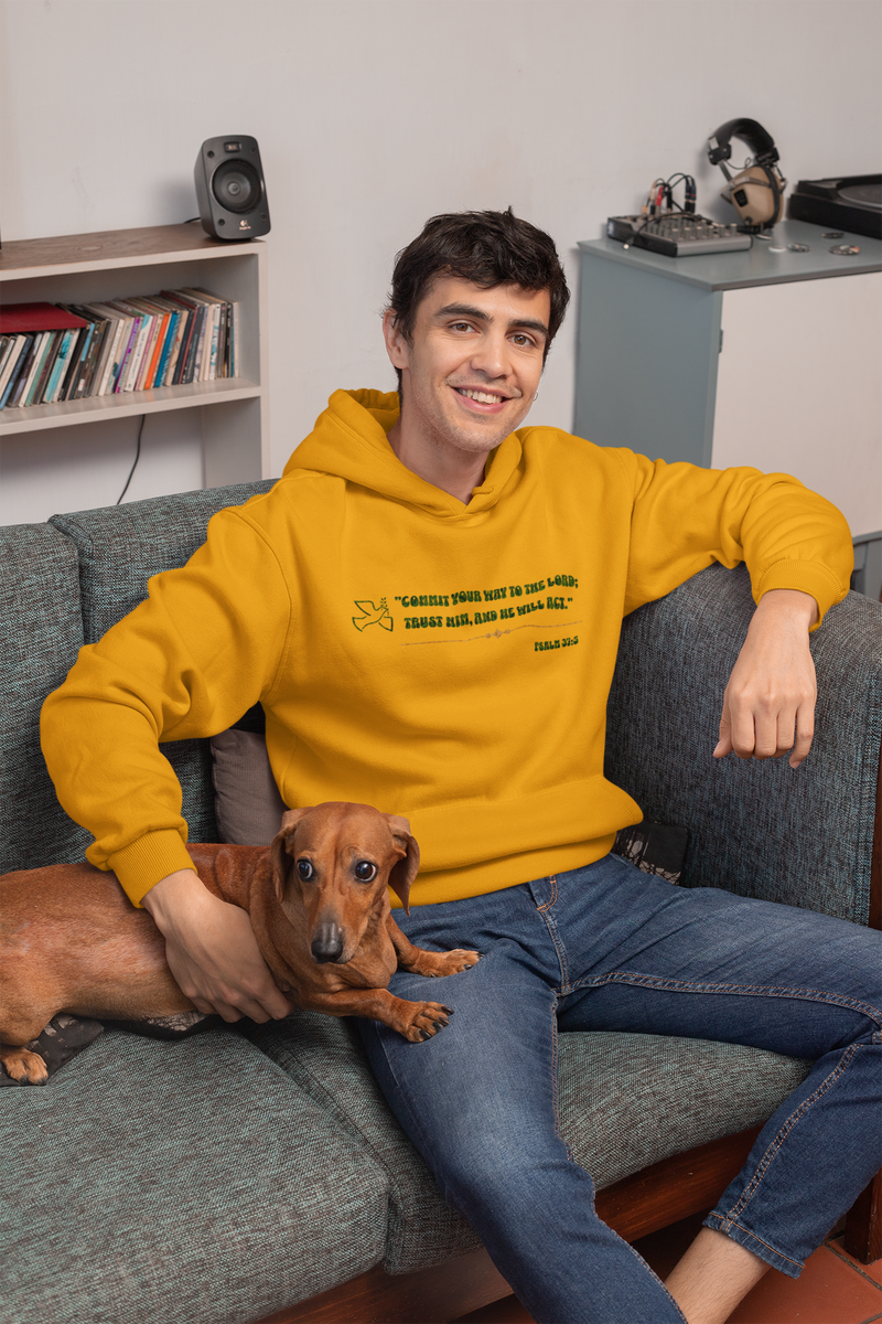 "Commit your way to the Lord; trust him and He will act"  Psalm 37:5 Unisex Heavy Blend™ Hooded Sweatshirt.