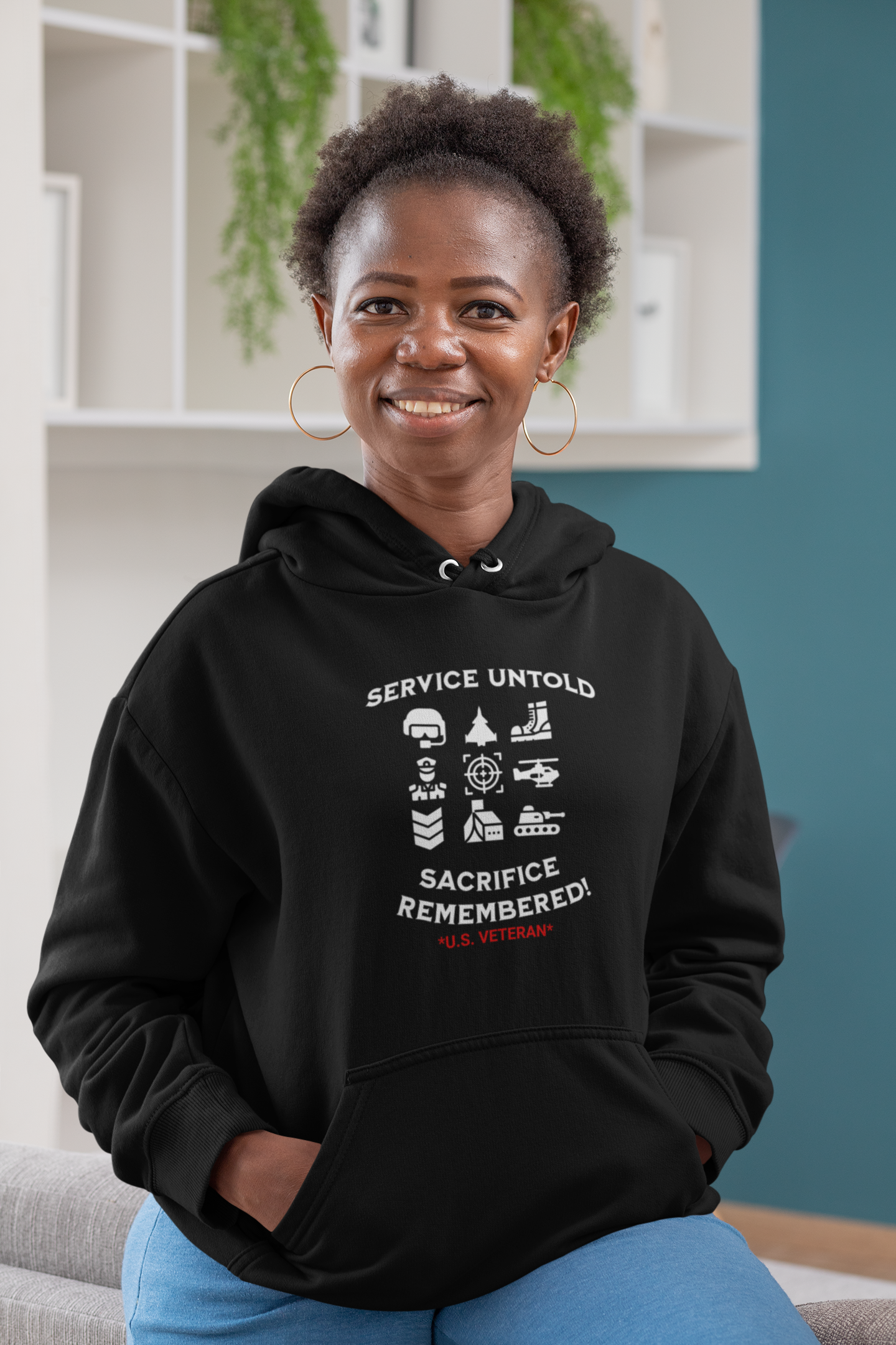 'Service Untold, Sacrificed Remembered -U.S. Veteran-.'Unisex Heavy Blend™ Hooded Sweatshirt.