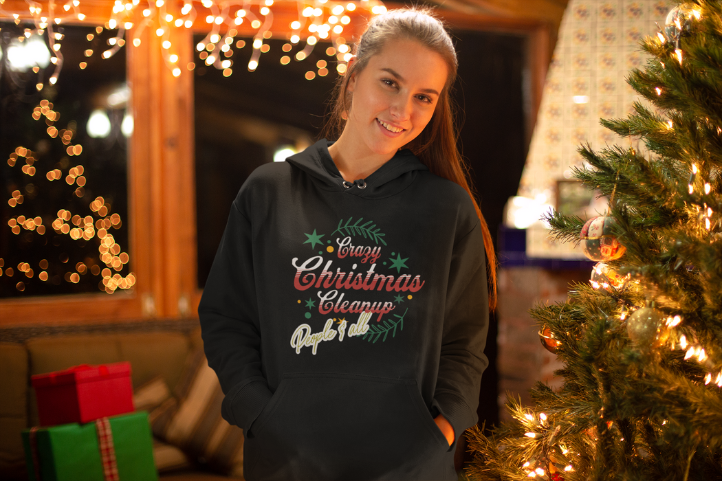 'Crazy Christmas Cleanup-People & All' Unisex Heavy Blend™ Hooded Sweatshirt.