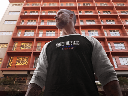 'United We Stand, Divide We Fall -U.S.A.- Unisex 3\4 Sleeve Baseball Tee.