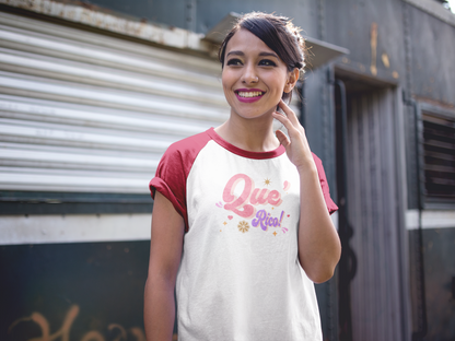 'Que Rico!' Women's  3\4 Sleeve Baseball Tee.