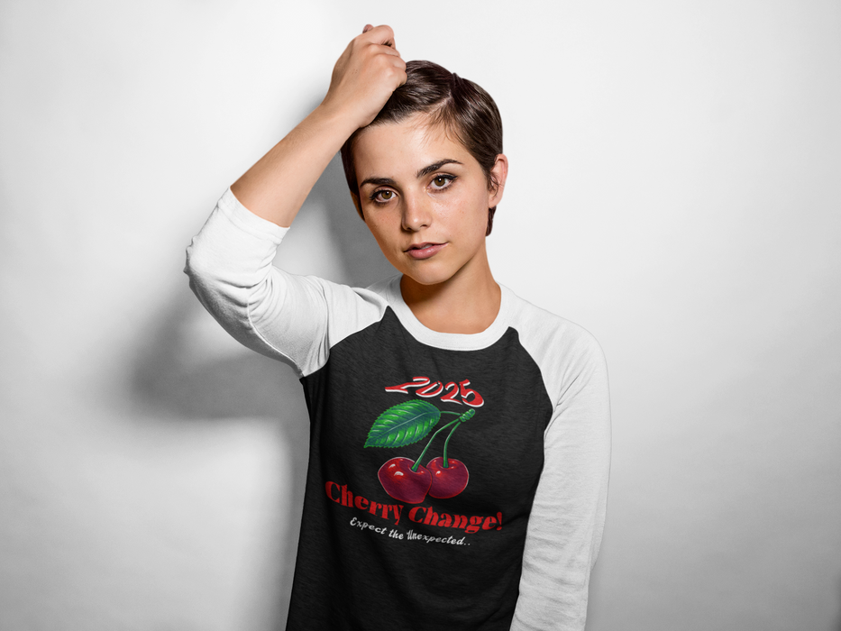 '2025 Cherry Change! Expect The Unexpected...' Unisex 3\4 Sleeve Baseball Tee.