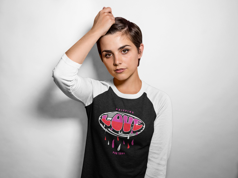 'Dripping Love For You!' Unisex 3\4 Sleeve Baseball Tee.