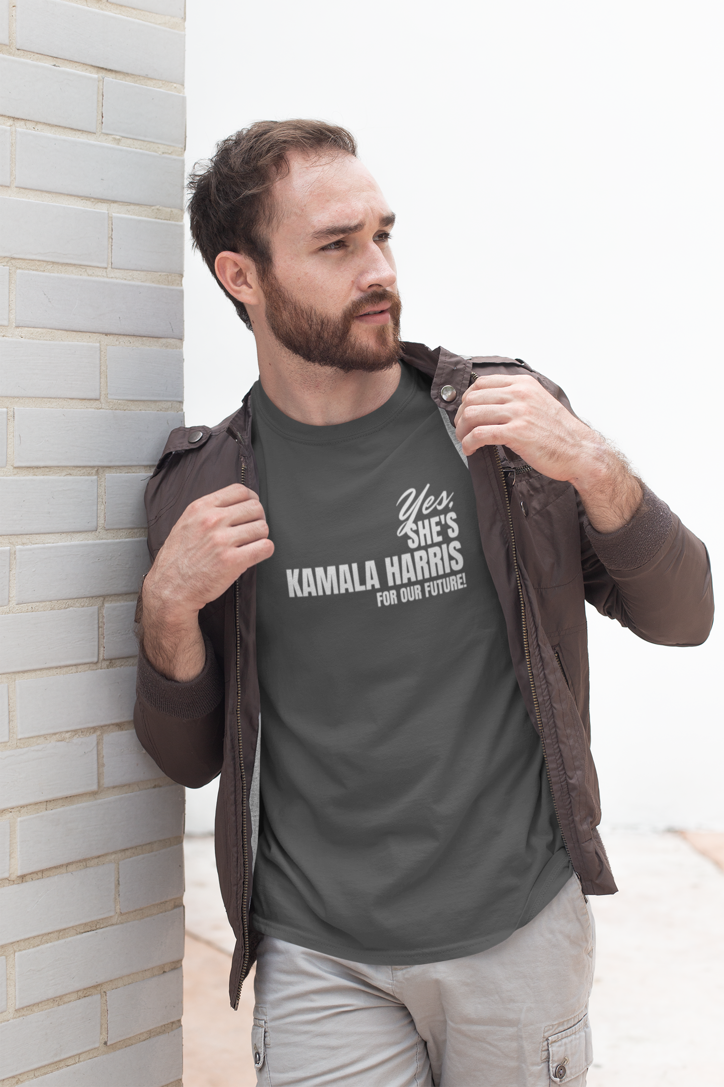 'Yes, She's Kamala Harris For Our Future!' Unisex Softstyle T-Shirt.