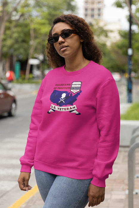 'Guardian Of Freedom, U.S. Veteran -Forever Strong-'. Unisex Heavy Blend™ Crewneck Sweatshirt.