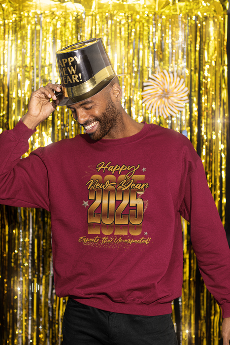 'Happy New Year's 2025, Expect the Unexpected' Sweatshirts Unisex Heavy Blend™ Crewneck Sweatshirt.