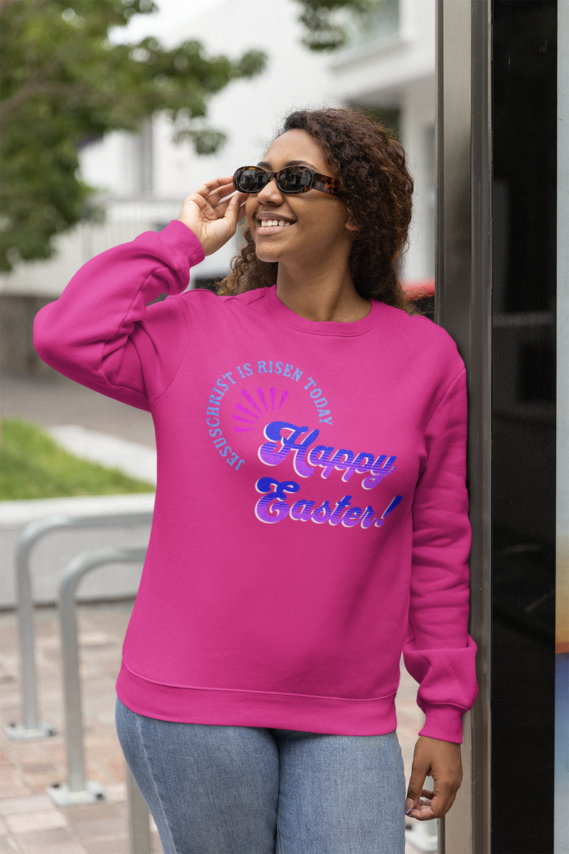 'JesusChrist is risen today...Happy Easter!' Crewneck Sweatshirt - Unisex Heavy Blend with Inspirational Design