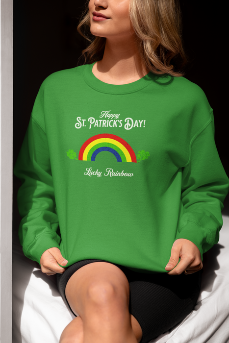 'Happy St. Patrick Day! Lucky Rainbow! Unisex Heavy Blend™ Crewneck Sweatshirt.