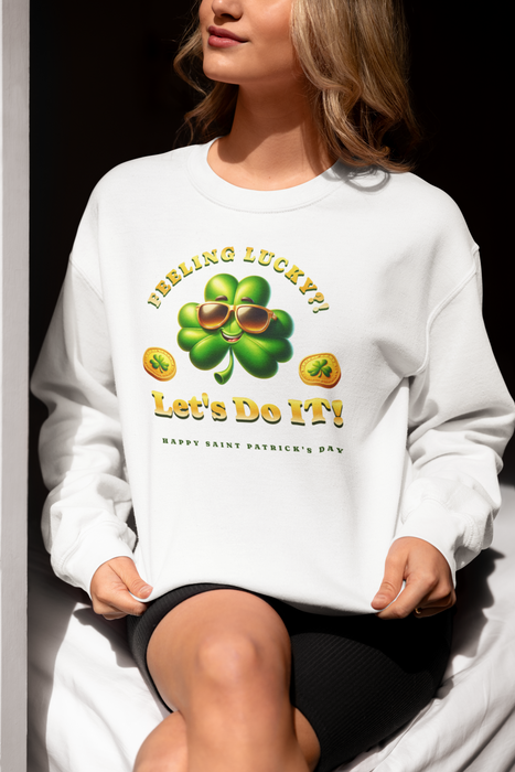 'Feeling Lucky?! Let's Do It! Happy Saint Patrick's Day' Unisex Heavy Blend™ Crewneck Sweatshirt.