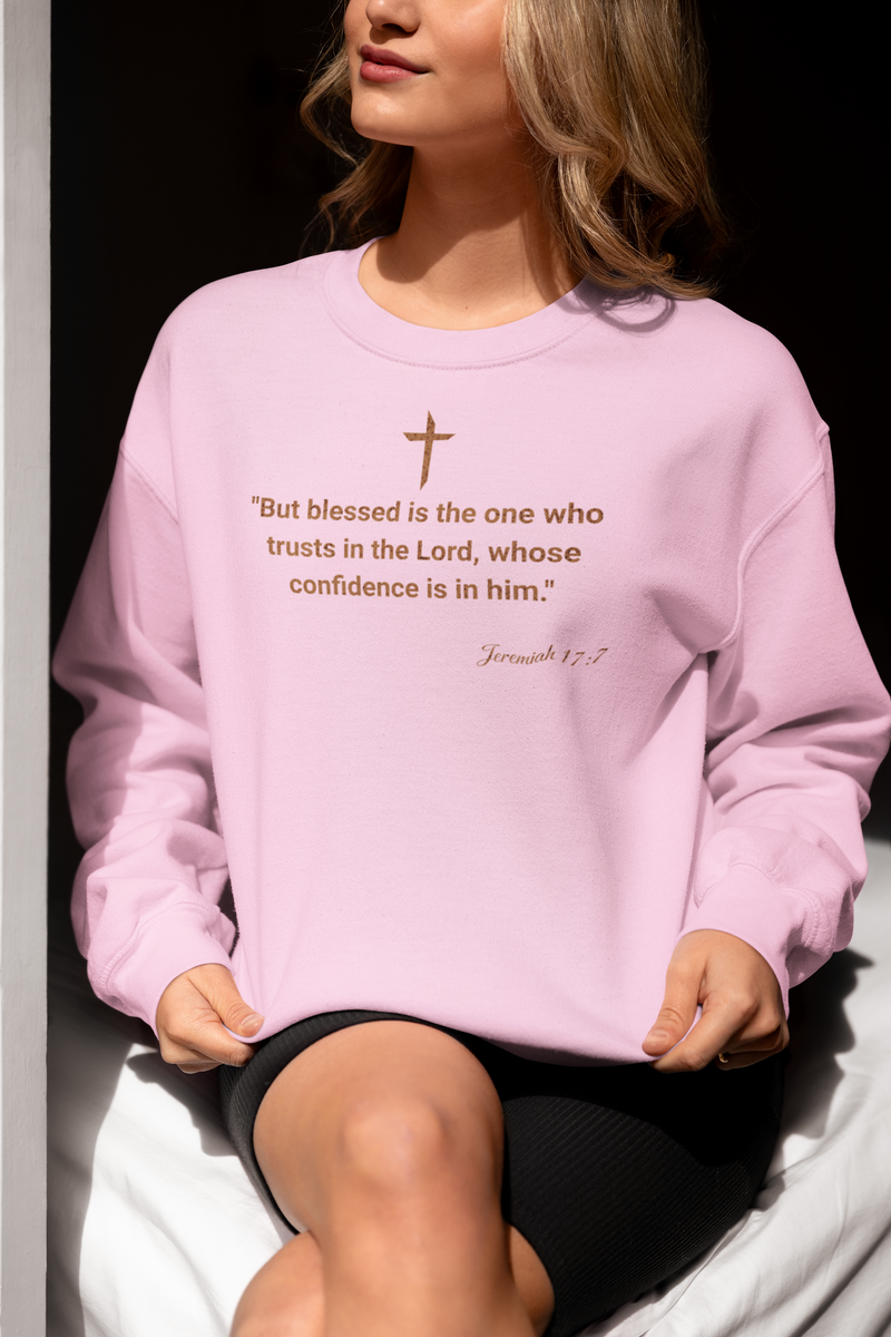 'But Blessed Is The One Who Trust In The Lord, Whose Confidence Is In Him." Jeremiah 17:7 Unisex Heavy Blend™ Crewneck Sweatshirt.