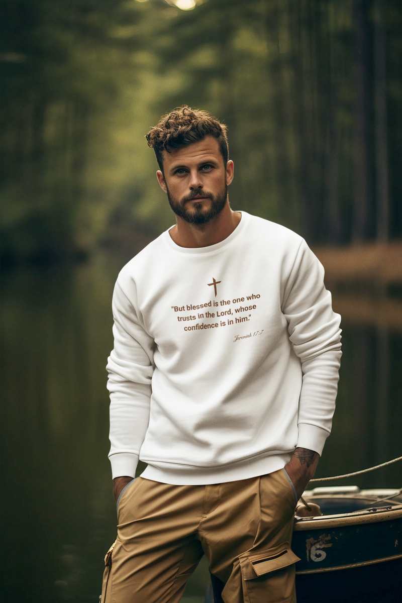 'But Blessed Is The One Who Trust In The Lord, Whose Confidence Is In Him." Jeremiah 17:7 Unisex Heavy Blend™ Crewneck Sweatshirt.