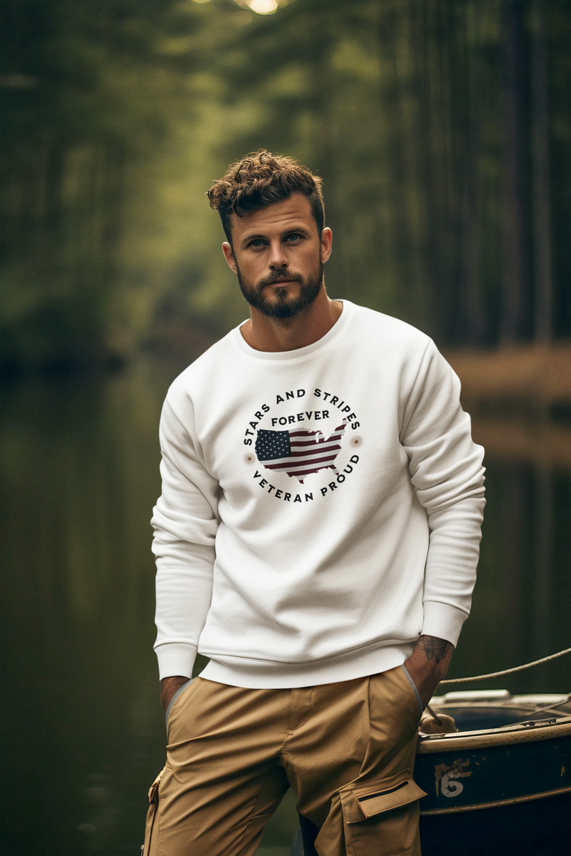 'Stars and Stripes Forever -Veteran Proud-'  Unisex Heavy Blend™ Crewneck Sweatshirt.