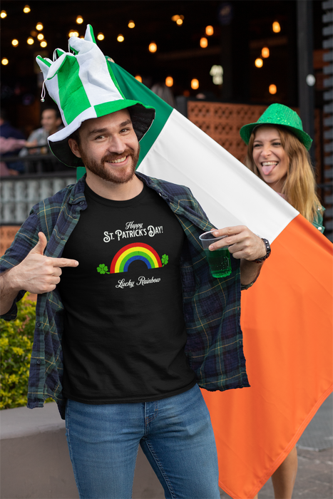 'Happy St. Patrick's Day...Lucky Rainbow' Unisex Cotton Tee.