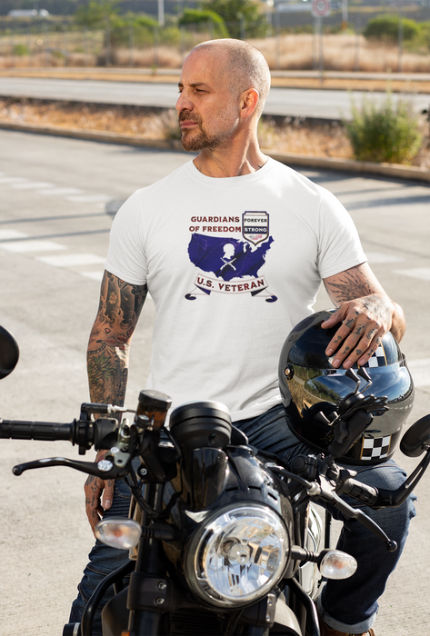 'Guardian Of Freedom, U.S. Veteran -Forever Strong-.' Unisex Cotton Tee.
