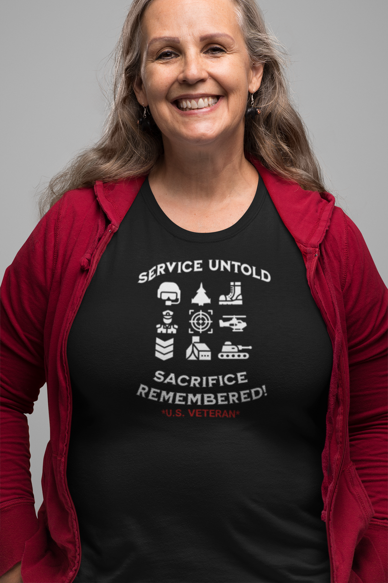 'Service Untold, Sacrifice Remembered! -U.S. Veteran-'  Unisex Cotton Tee.