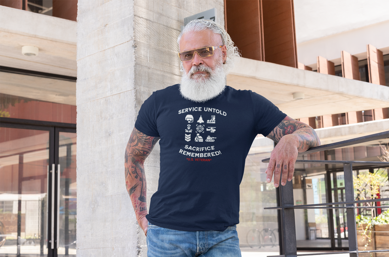 'Service Untold, Sacrifice Remembered! -U.S. Veteran-'  Unisex Cotton Tee.