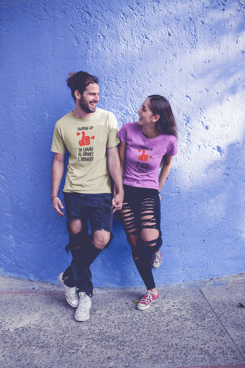 'Thumbs Up To Love! Al Amour! L'Amour! Unisex Softstyle T-Shirt.