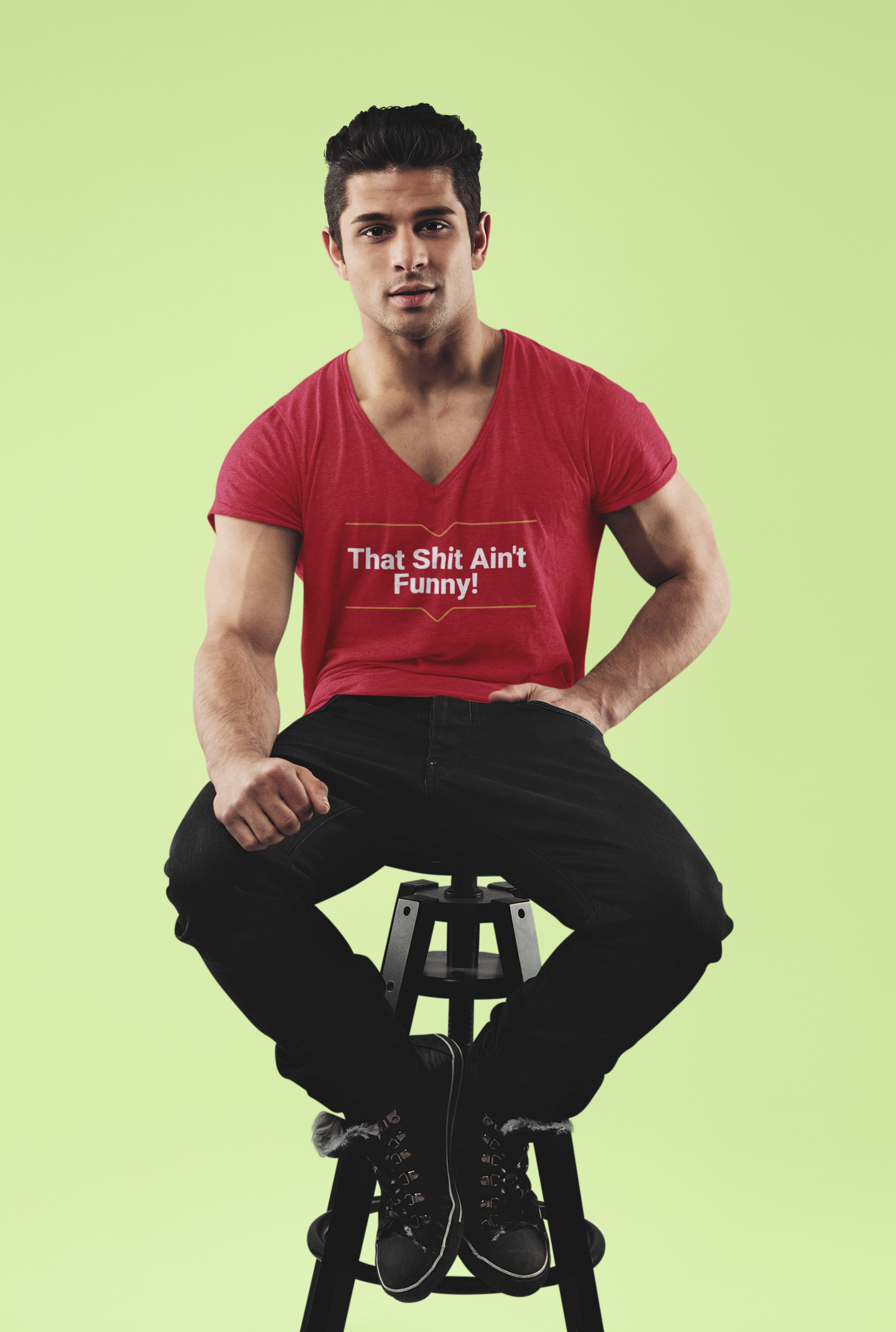 'That Shit Ain't Funny!' Unisex Jersey Short Sleeve V-Neck Tee.