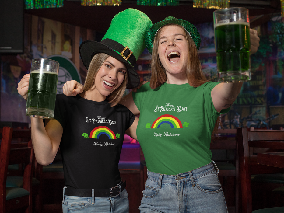 'Happy St. Patrick's Day...Lucky Rainbow' Unisex Cotton Tee.