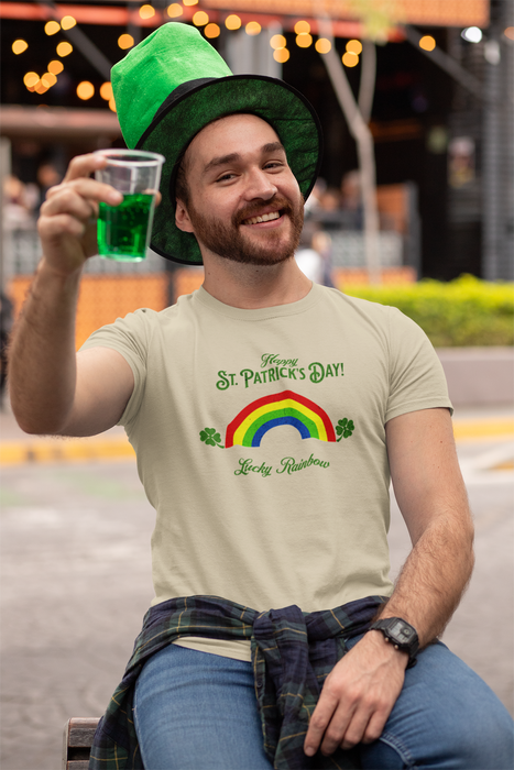'Happy St. Patrick's Day...Lucky Rainbow' Unisex Cotton Tee.